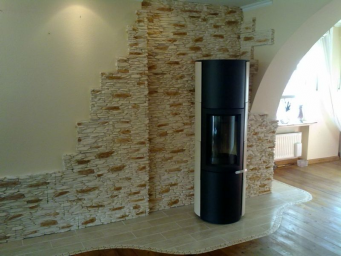 Steinwandoptik hergestellt